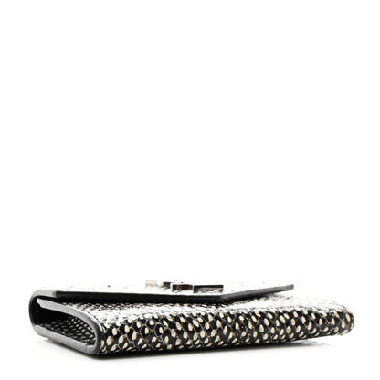 Saint Laurent Calfskin Lambskin Snakeskin Embossed Small Monogram Envelope Wallet Black White 4 of 9