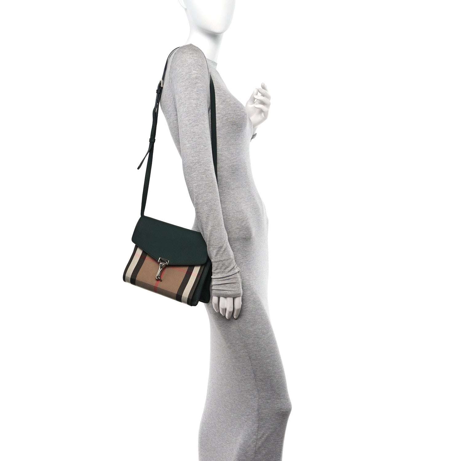 Burberry Derby Calfskin House Check Small Macken Crossbody Bag Dark Bottle Green 2 of 12