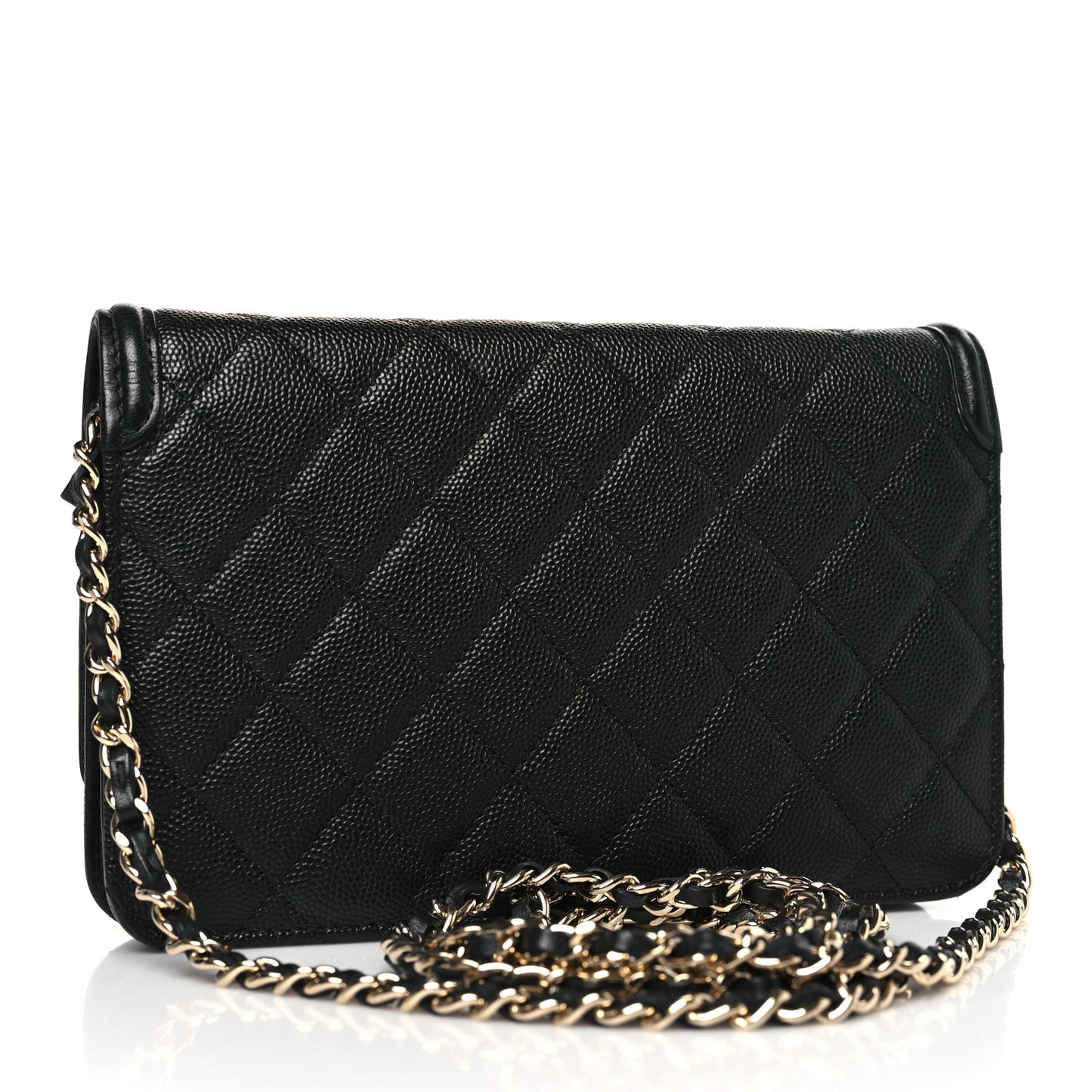 Caviar Quilted CC Filigree Wallet On Chain WOC Black