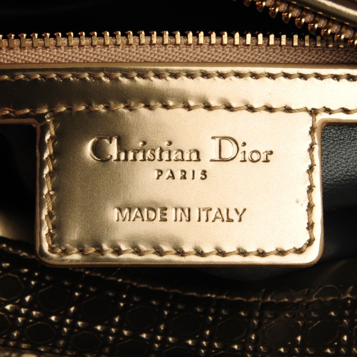 Christian Dior Metallic Patent Micro-Cannage Medium Lady Dior Champagne 6 of 7