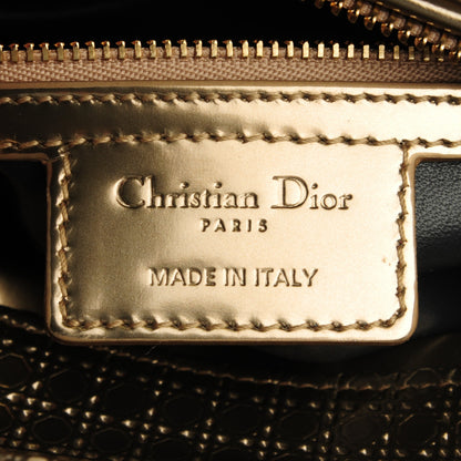 Christian Dior Metallic Patent Micro-Cannage Medium Lady Dior Champagne 6 of 7