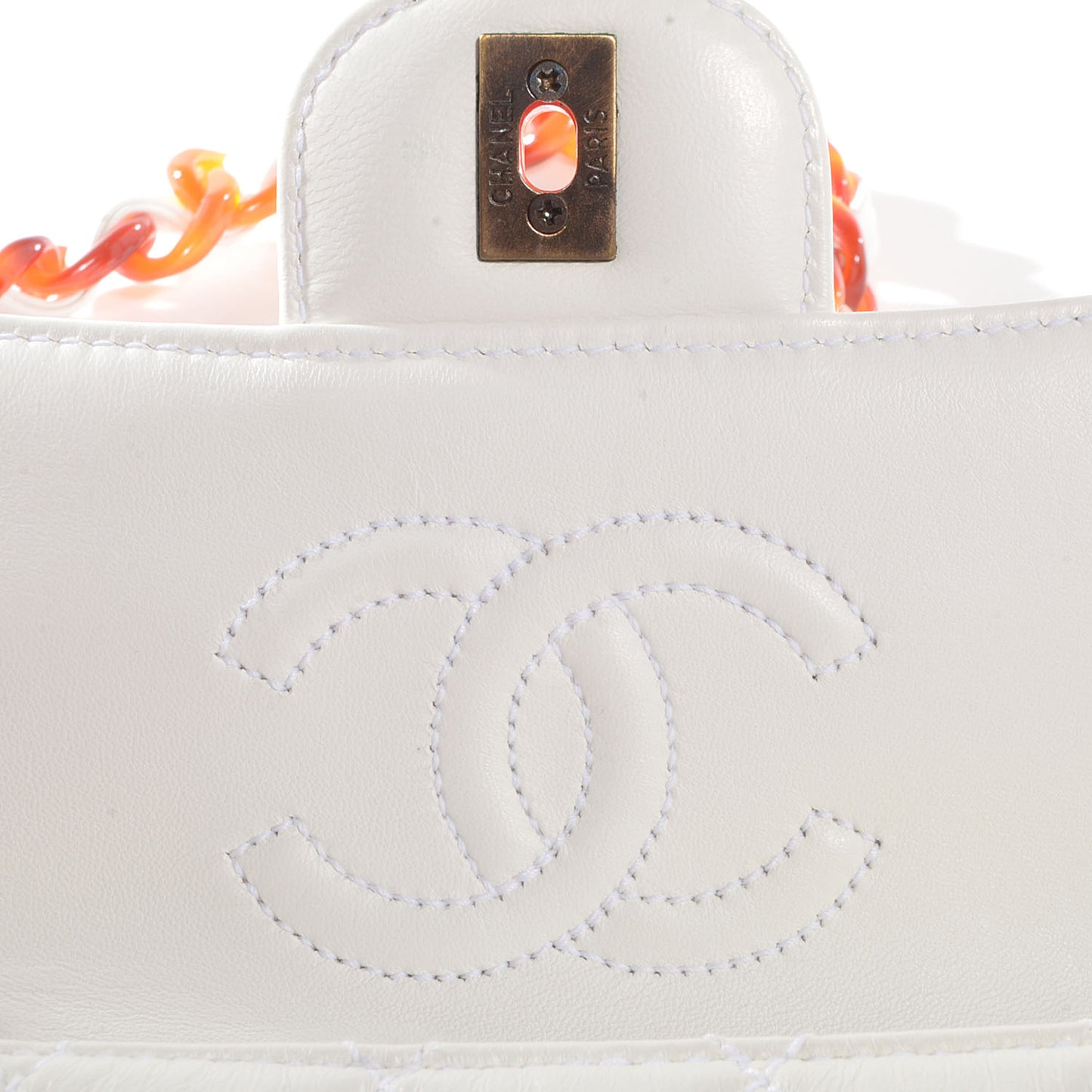 Lambskin Bekko Resin Small Single Flap White