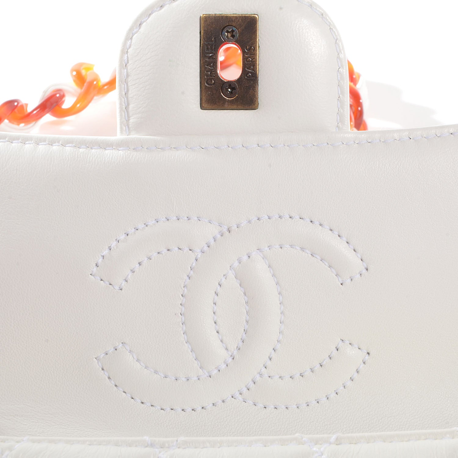 Chanel Lambskin Bekko Resin Small Single Flap White 6 of 9