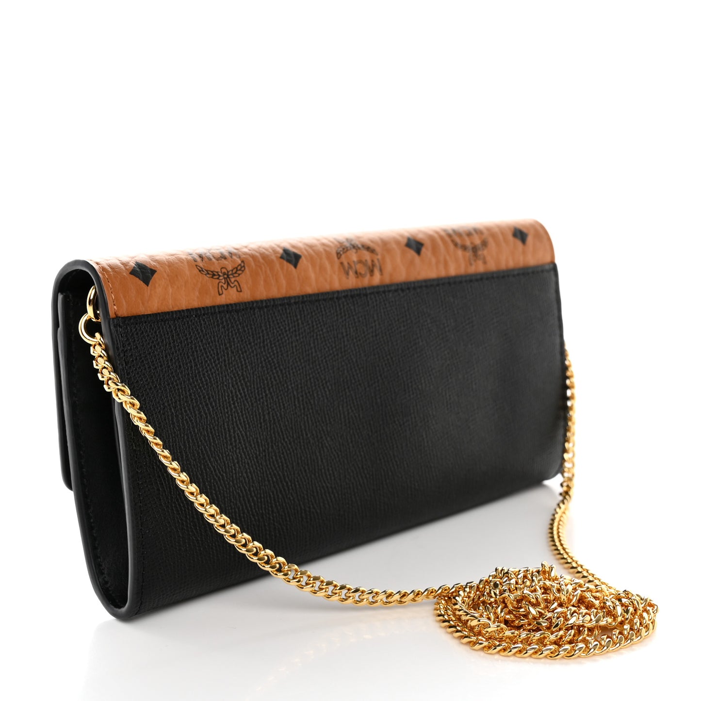 Visetos Calfskin Large Mena Crossbody Wallet On Chain Cognac Black