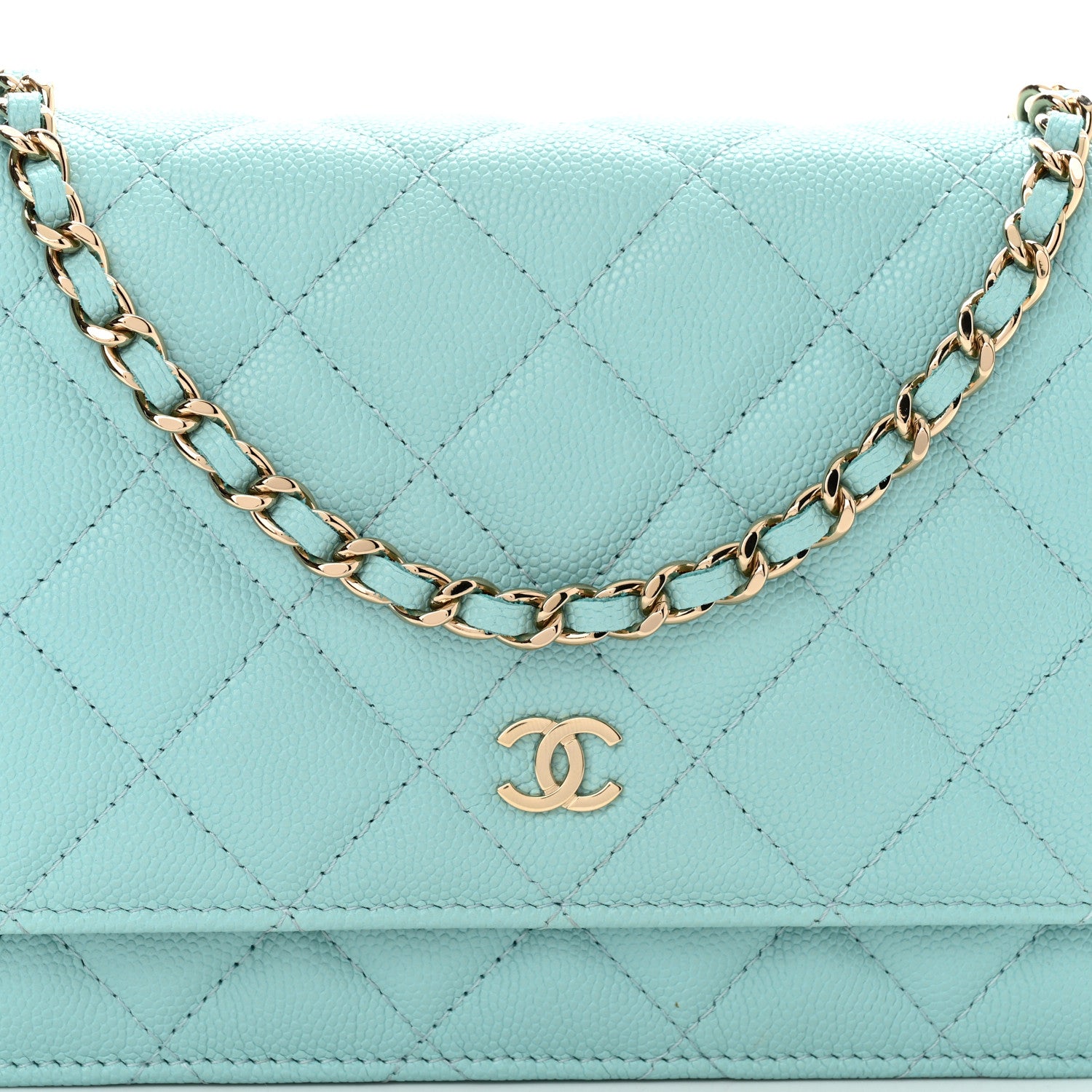 Chanel Caviar Quilted Wallet On Chain WOC Light Blue 8 of 11