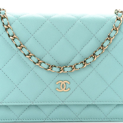 Chanel Caviar Quilted Wallet On Chain WOC Light Blue 8 of 11