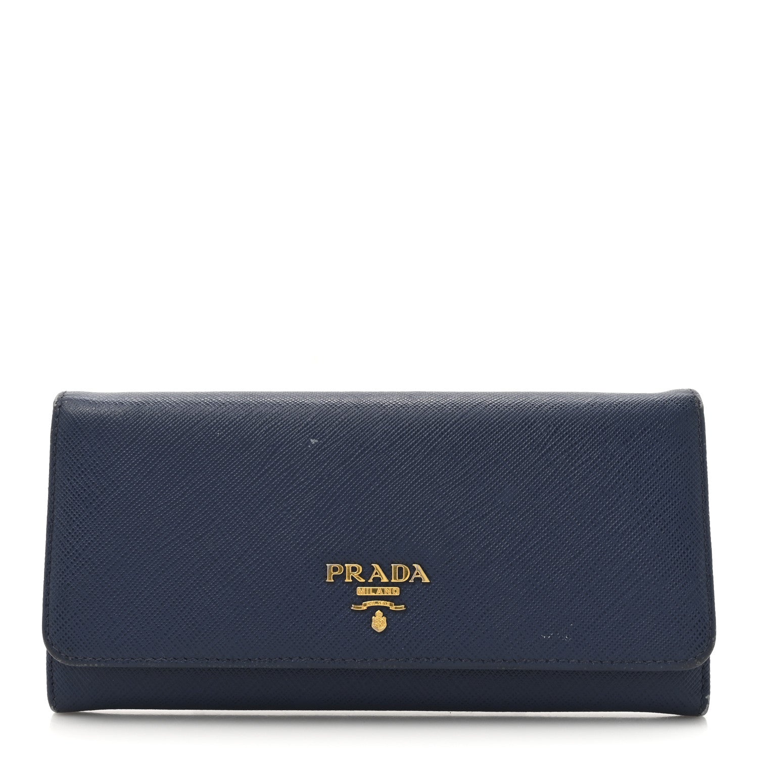 Prada Saffiano Metal Continental Flap Travel Wallet Bluette 1 of 12