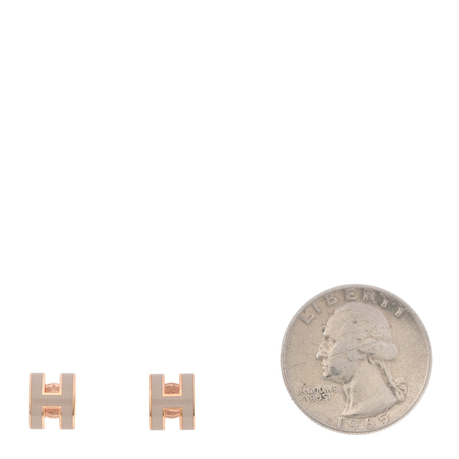 Hermes Rose Gold Lacquered Mini Pop H Earrings  Marron Glace 2 of 5