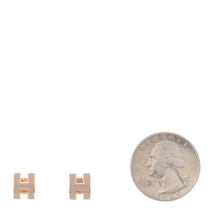 Hermes Rose Gold Lacquered Mini Pop H Earrings  Marron Glace 2 of 5