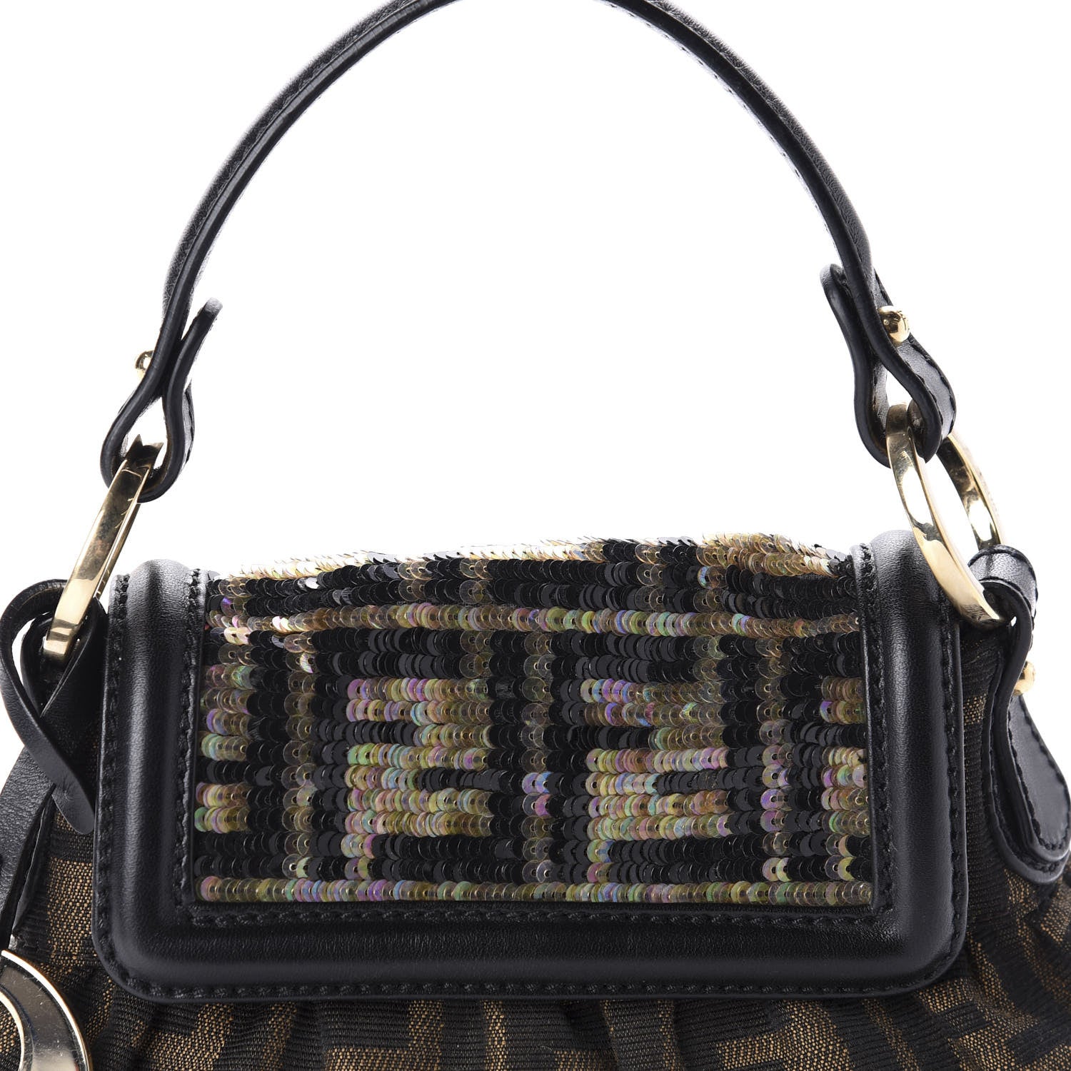 Fendi Sequin FF Mini Chef Shoulder Bag Tobacco 10 of 10