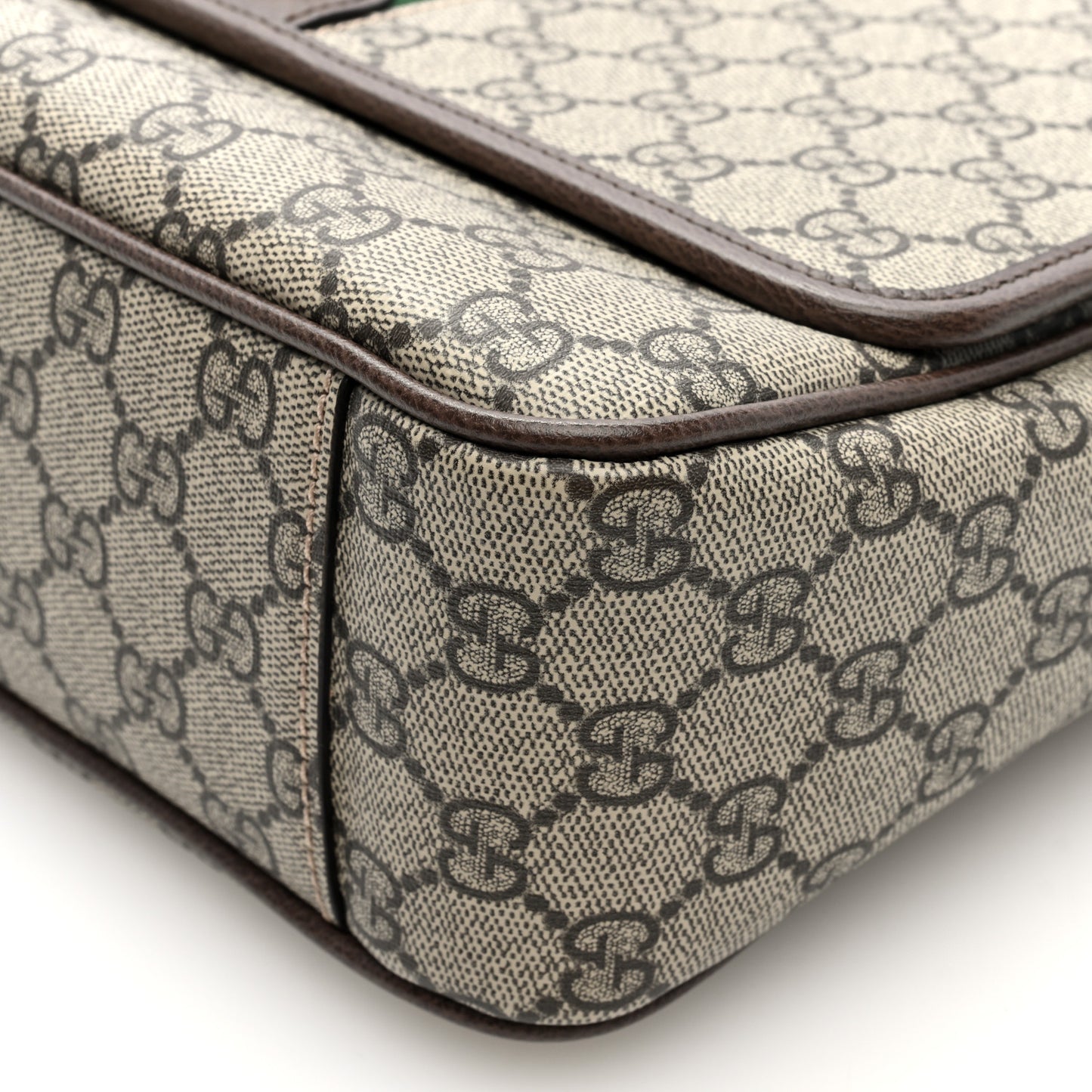 Tender GG Supreme Monogram Textured Dollar Calfskin Ophidia Messenger Bag Beige Ebony Dark Brown