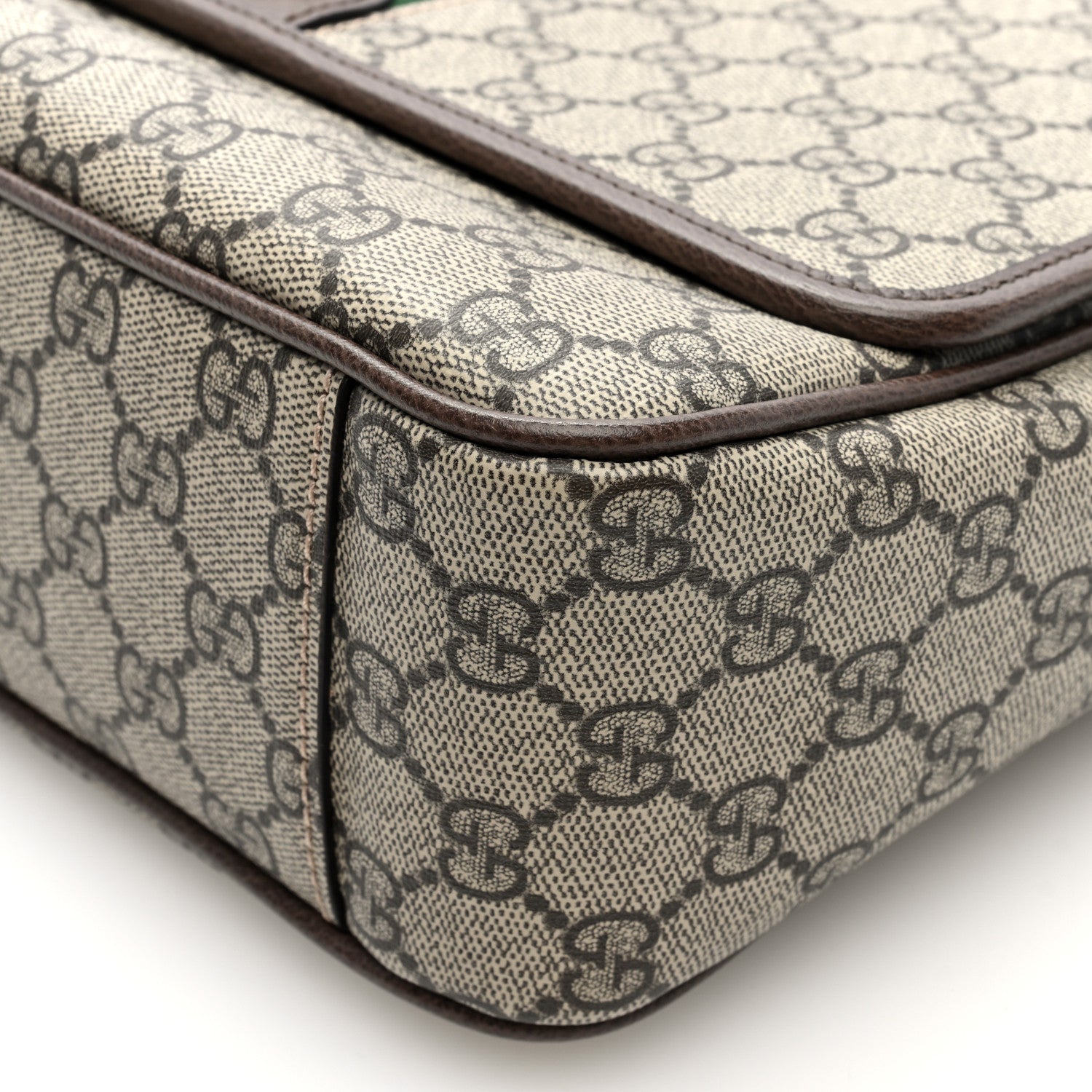 Gucci Tender GG Supreme Monogram Textured Dollar Calfskin Ophidia Messenger Bag Beige Ebony Dark Brown 9 of 9