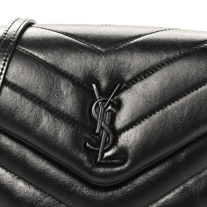 Saint Laurent Calfskin Y Quilted Monogram Monochrome Toy Loulou Crossbody Bag Black 8 of 10