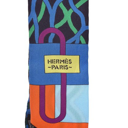 Hermes Silk Ballet Aquatique Twilly Orange Marine Vert 5 of 5