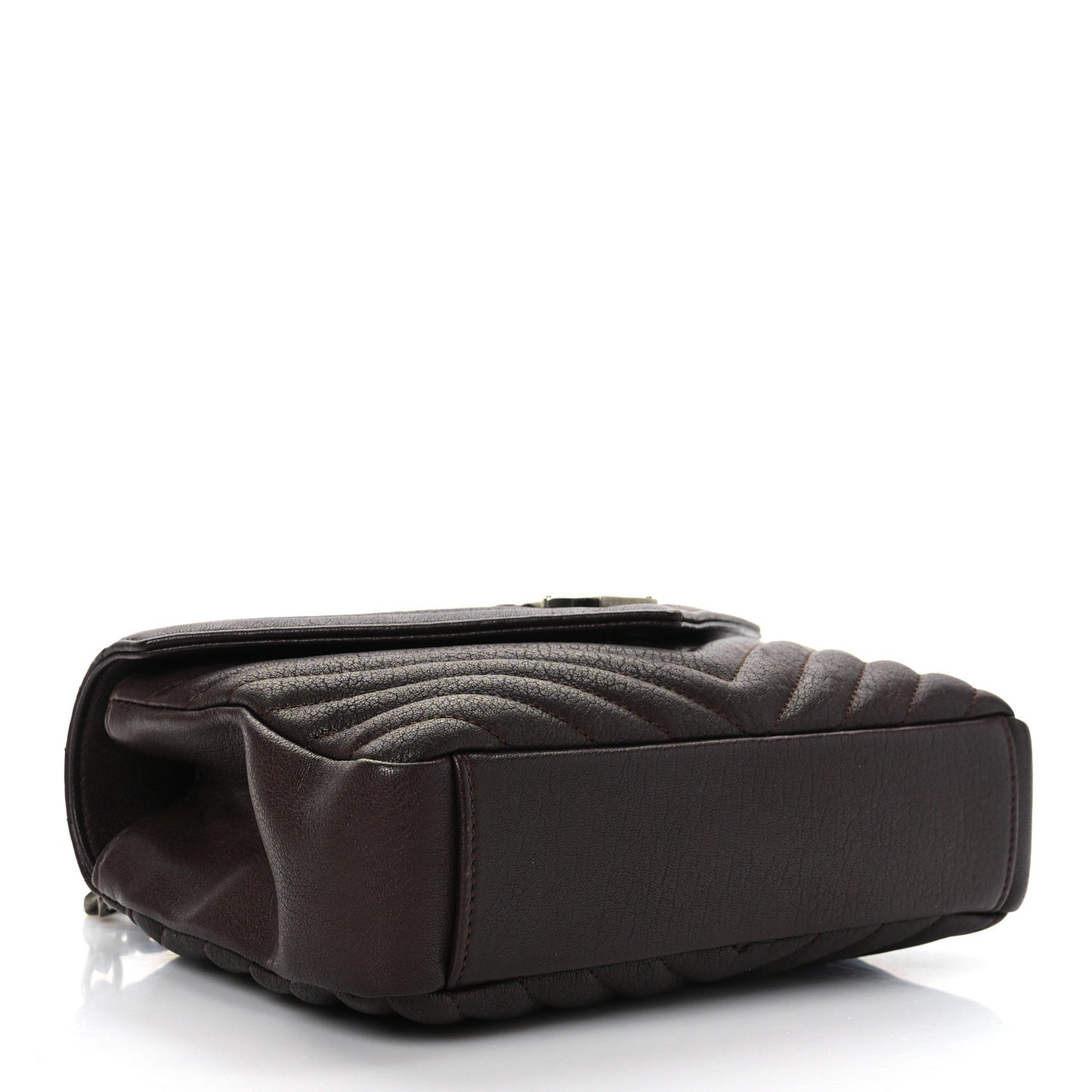 Sheepskin Matelasse Chevron Monogram Medium College Bag Black Tulip