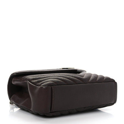 Saint Laurent Sheepskin Matelasse Chevron Monogram Medium College Bag Black Tulip 4 of 8