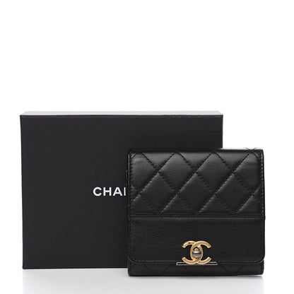 Chanel Calfskin Quilted Compact Flap Wallet Black 8 of 8