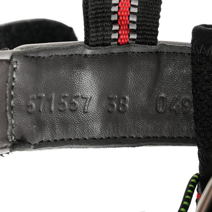 Gucci Mesh Fabric Tinsel Sport Sandals 38 Black Silver Green 7 of 9