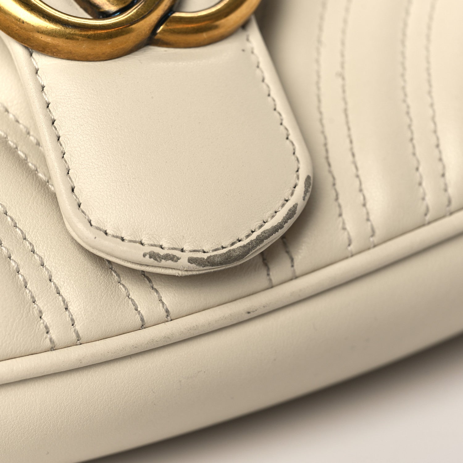Gucci Calfskin Matelasse Small GG Marmont Shoulder Bag White 12 of 13