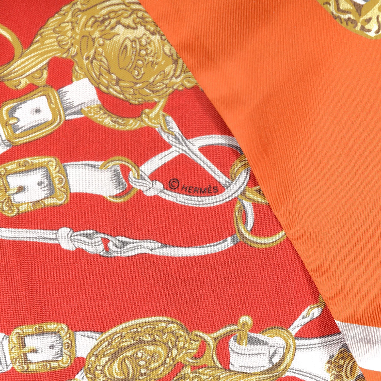 Hermes Silk Brides De Gala Maxi Twilly Capucine Rouge Vieil Or 3 of 4