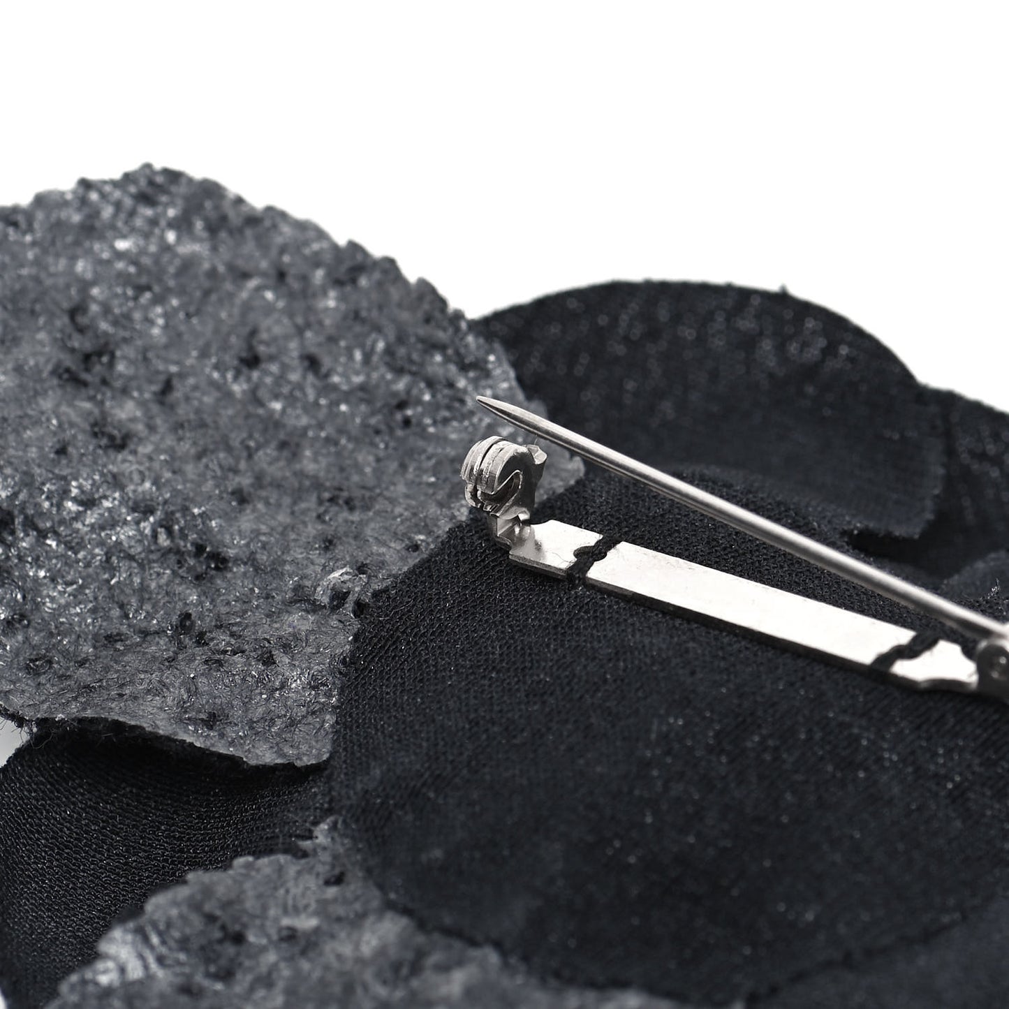 Tweed Camellia Pin Brooch Black