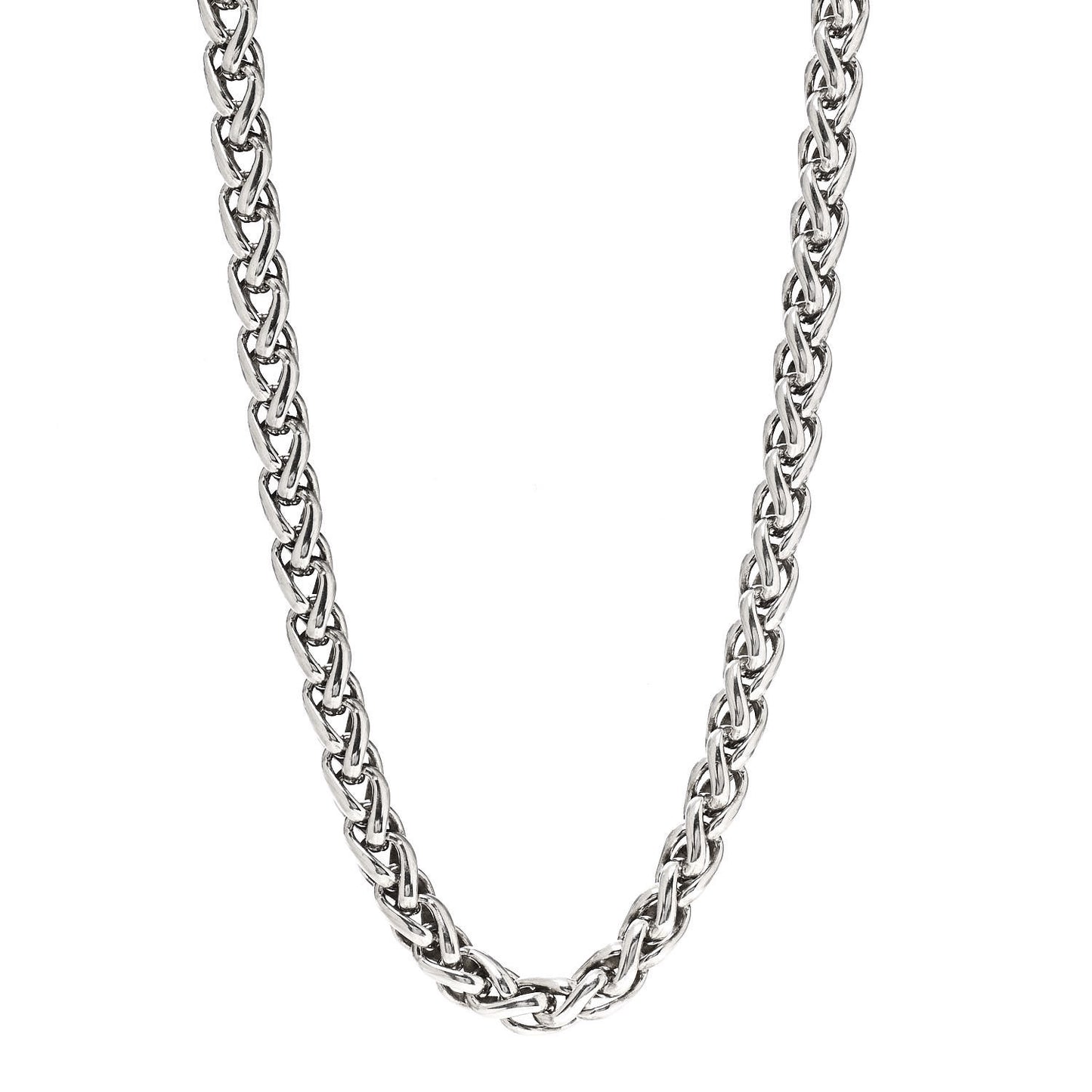 Sterling Silver 14K Yellow Gold 8mm Wheat Chain Necklace