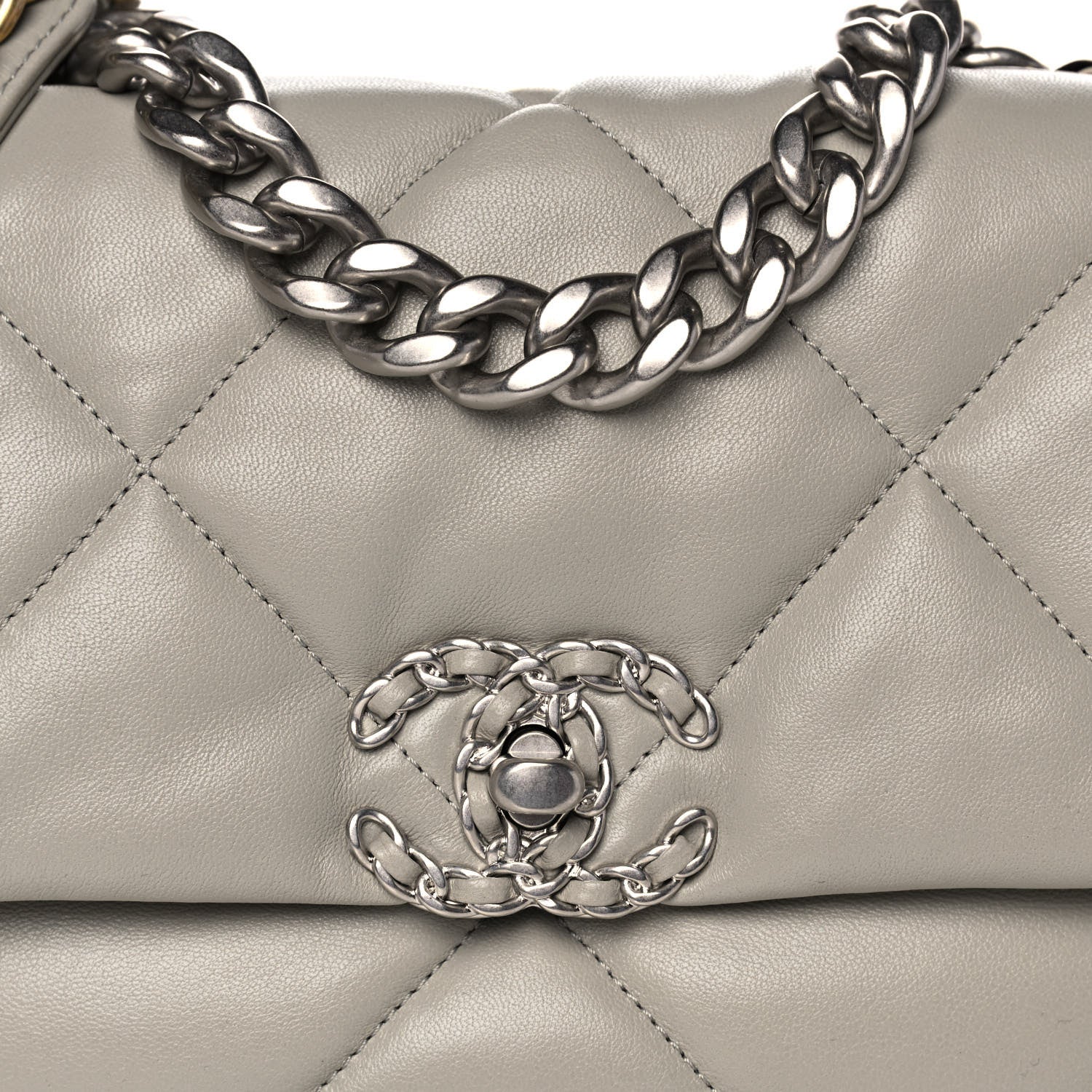 Chanel Goatskin Quilted Medium Chanel 19 Flap Grey 9 of 11