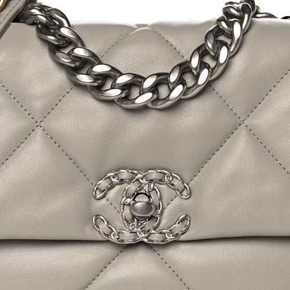 Chanel Goatskin Quilted Medium Chanel 19 Flap Grey 9 of 11