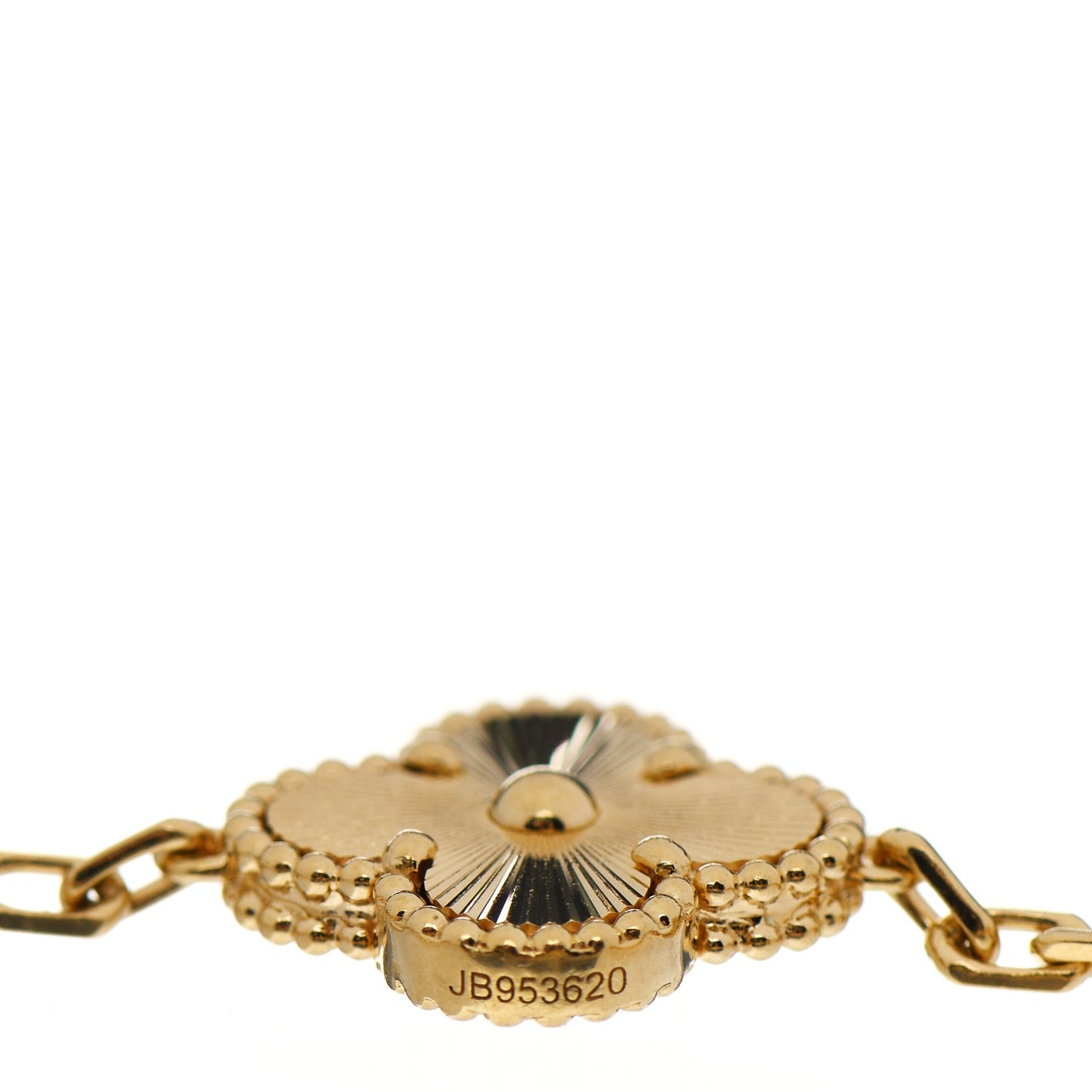 18K Yellow Gold Diamond 5 Motifs Guilloche Vintage Alhambra Bracelet
