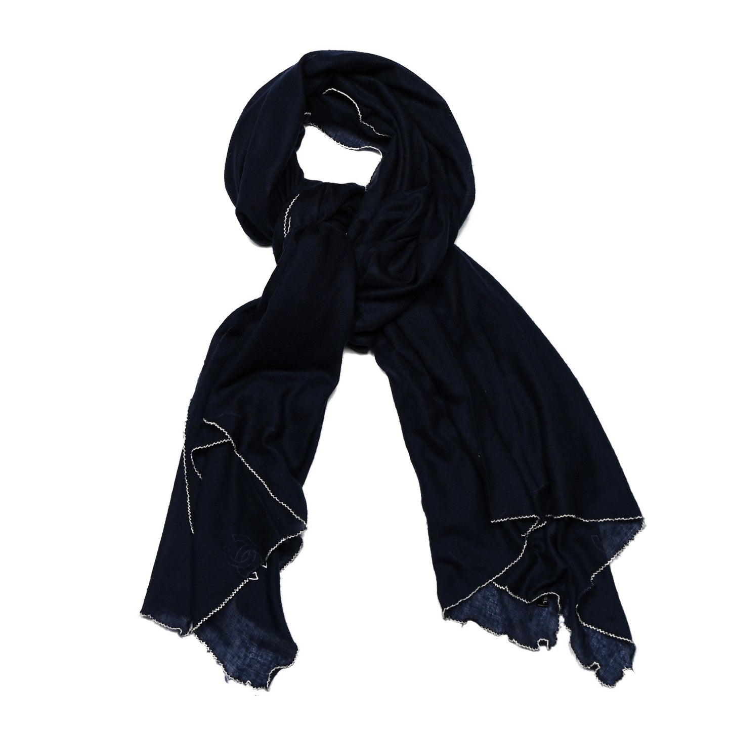 Cashmere CC Scarf Navy White