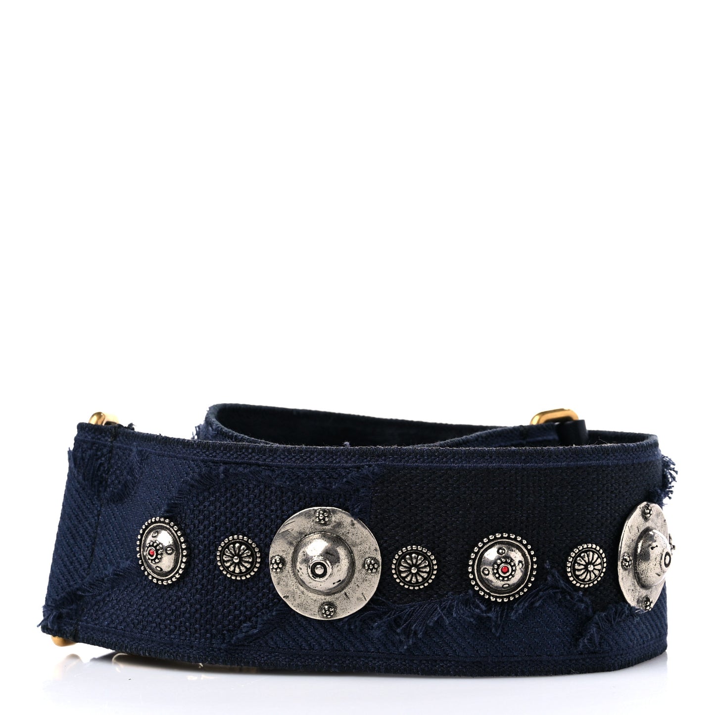 Canvas Embroidered Studded KaleiDiorscopic Adjustable Shoulder Strap Blue