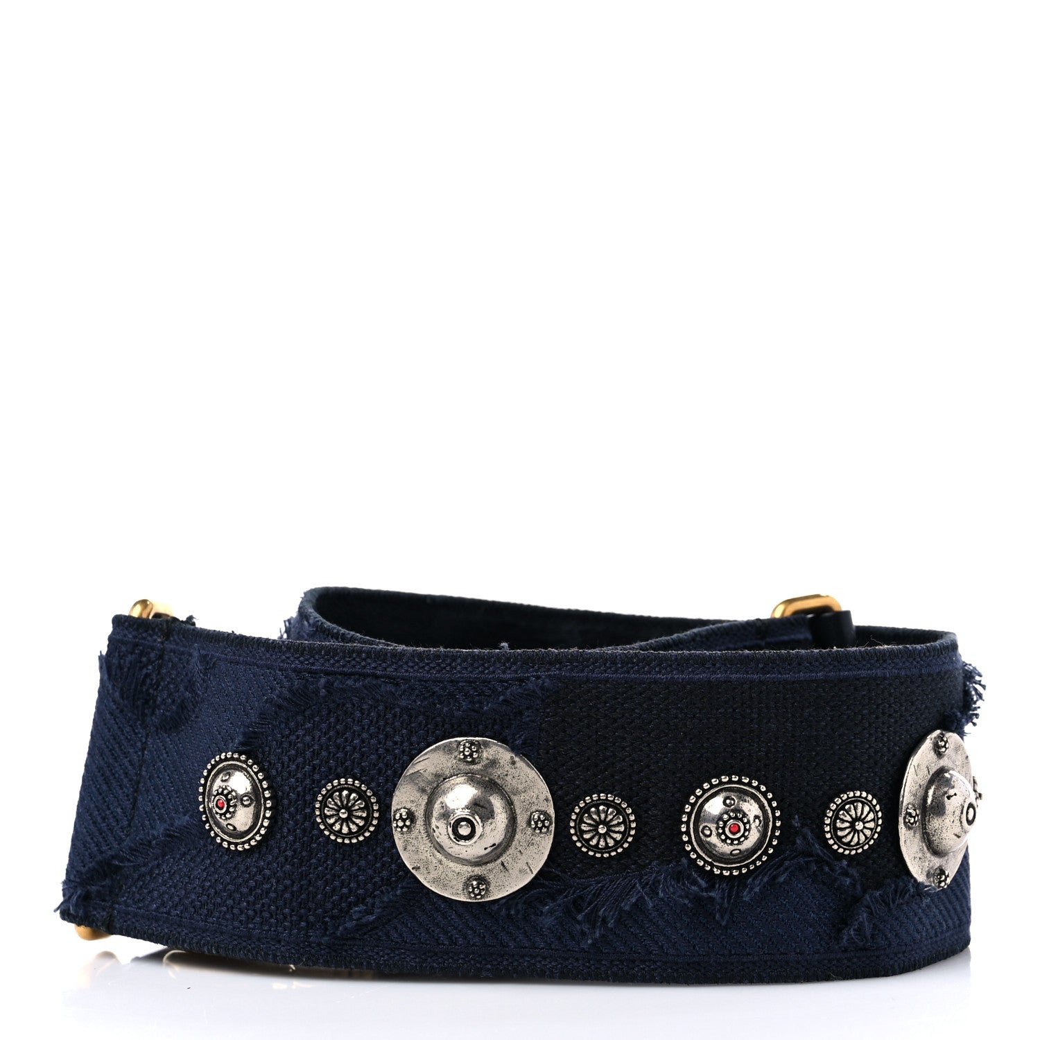 Christian Dior Canvas Embroidered Studded KaleiDiorscopic Adjustable Shoulder Strap Blue 2 of 4