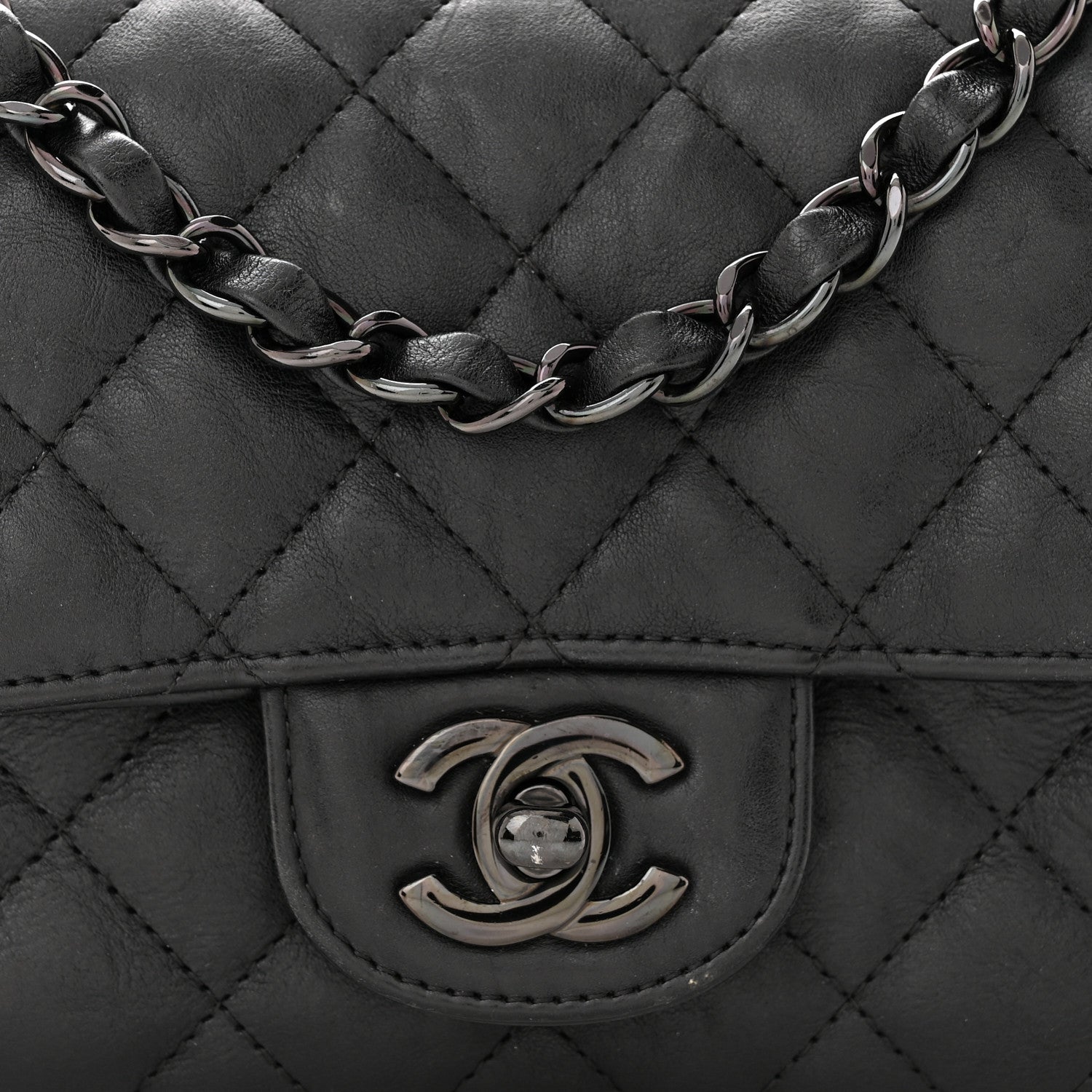 Chanel Crumpled Calfskin Quilted Mini Rectangular Flap So Black 8 of 11