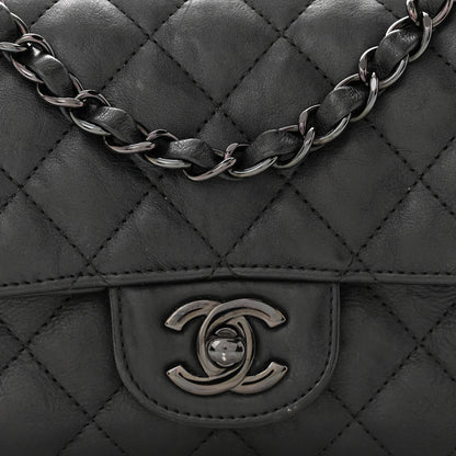 Chanel Crumpled Calfskin Quilted Mini Rectangular Flap So Black 8 of 11