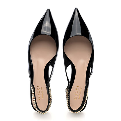 Gucci Patent Signoria Ballet Slingback Ballet Flat 37.5 Black 2 of 10