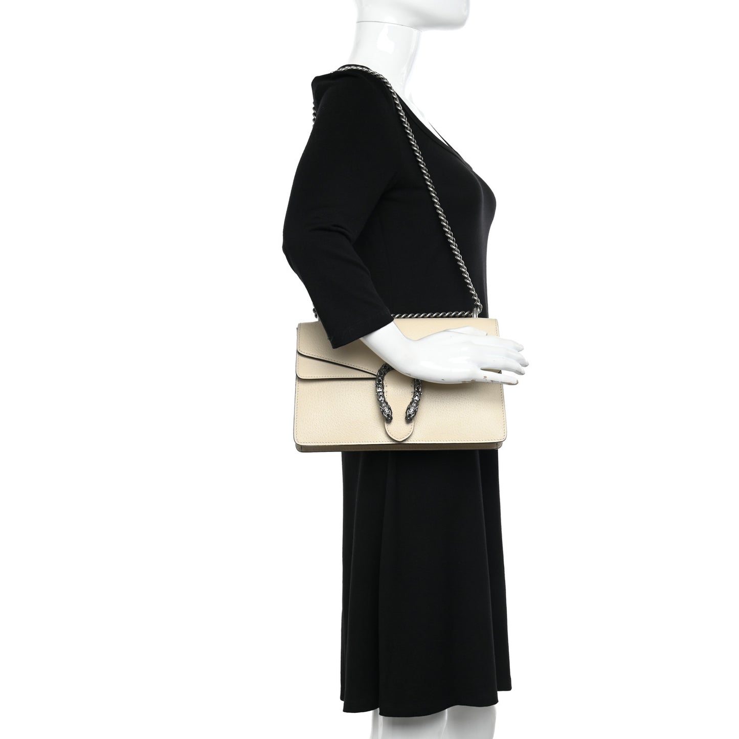 Textured Calfskin Crystal Small Dionysus Shoulder Bag Mystic White