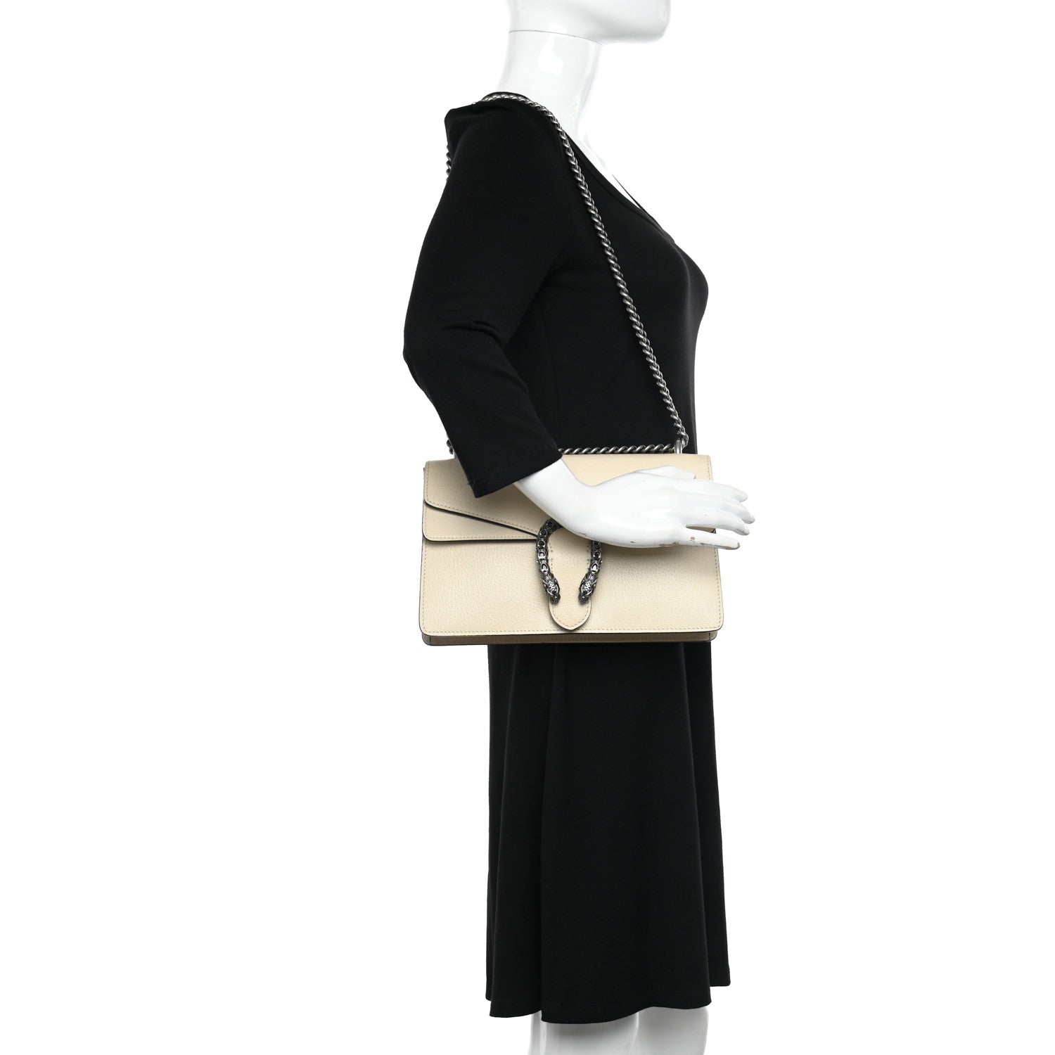 Gucci Textured Calfskin Crystal Small Dionysus Shoulder Bag Mystic White 2 of 13