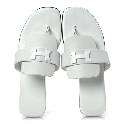 Hermes Calfskin Womens Galerie Sandals 37.5 White 2 of 13