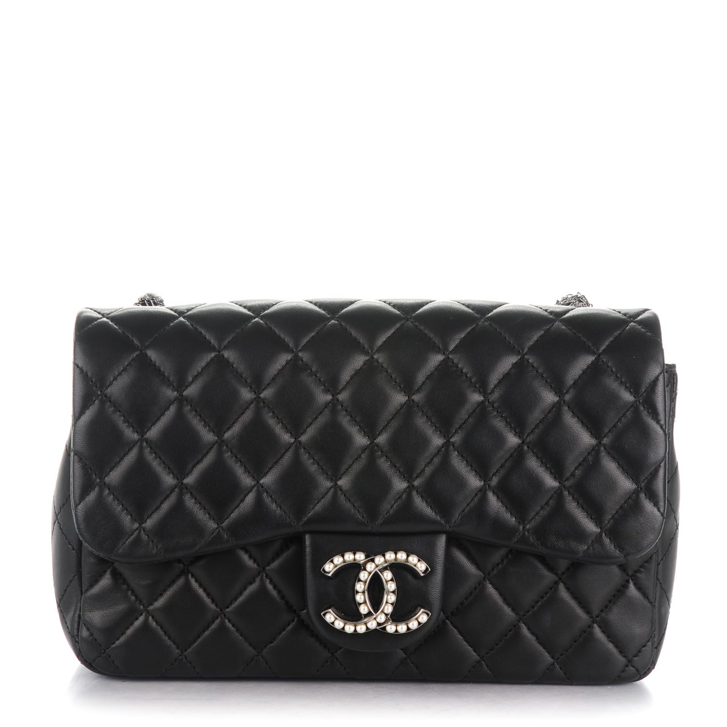 Lambskin Quilted Medium Westminster Pearl Flap Black