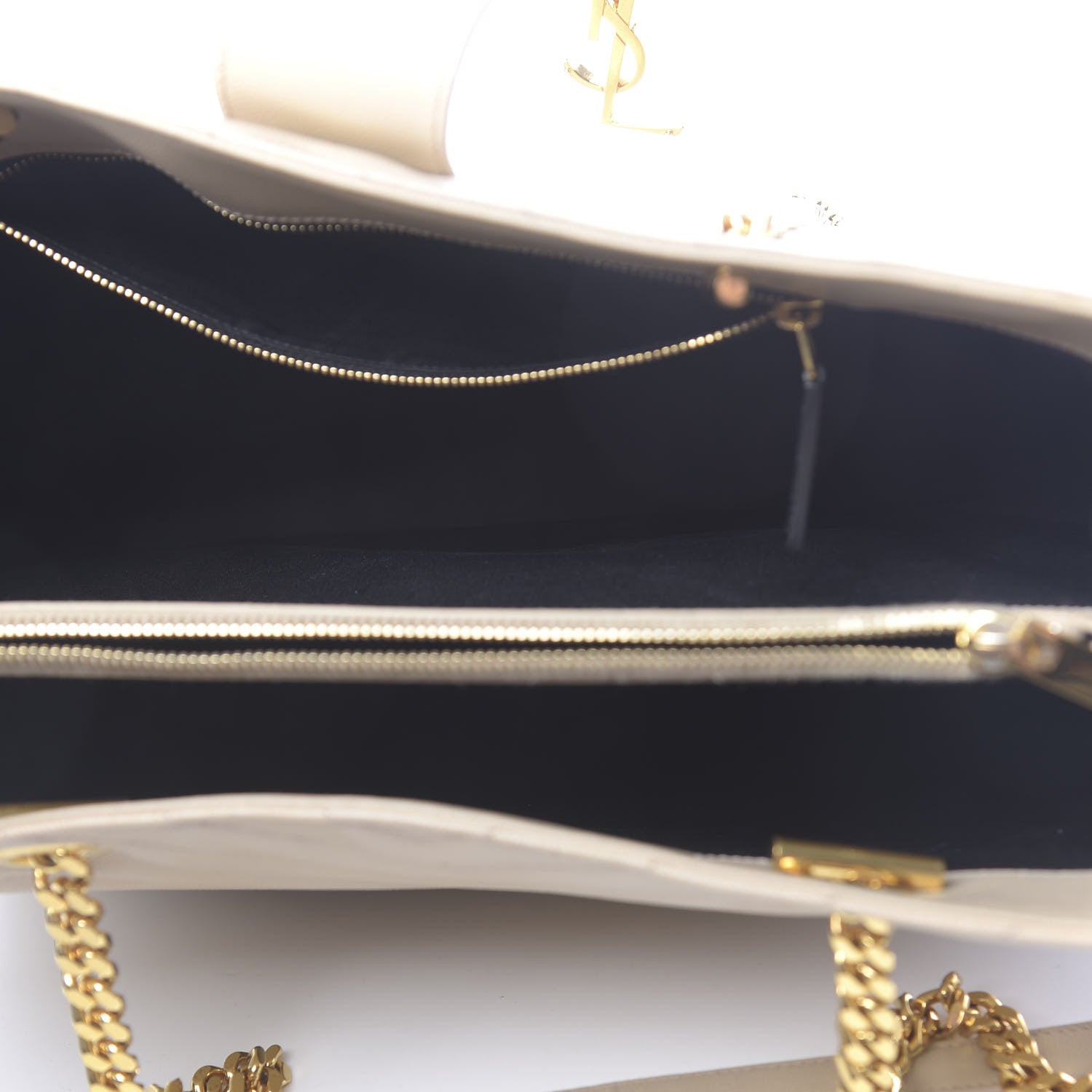 Saint Laurent Grain De Poudre Matelasse Chevron Monogram Shopping Bag Nude Powder 5 of 13
