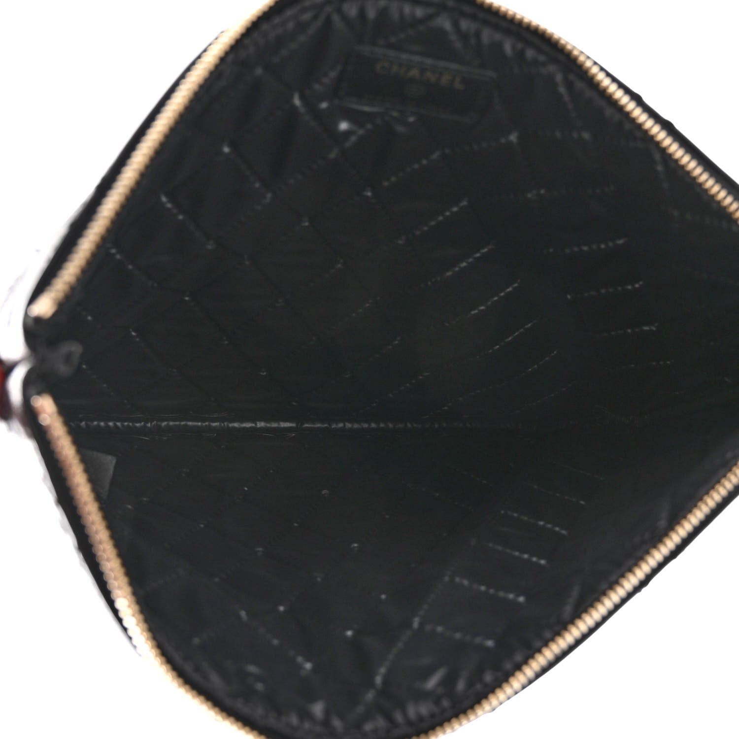 Chanel Lambskin Double Stitch Quilted Tassel Cosmetic Case Black 5 of 8