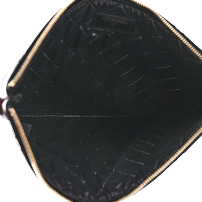 Chanel Lambskin Double Stitch Quilted Tassel Cosmetic Case Black 5 of 8