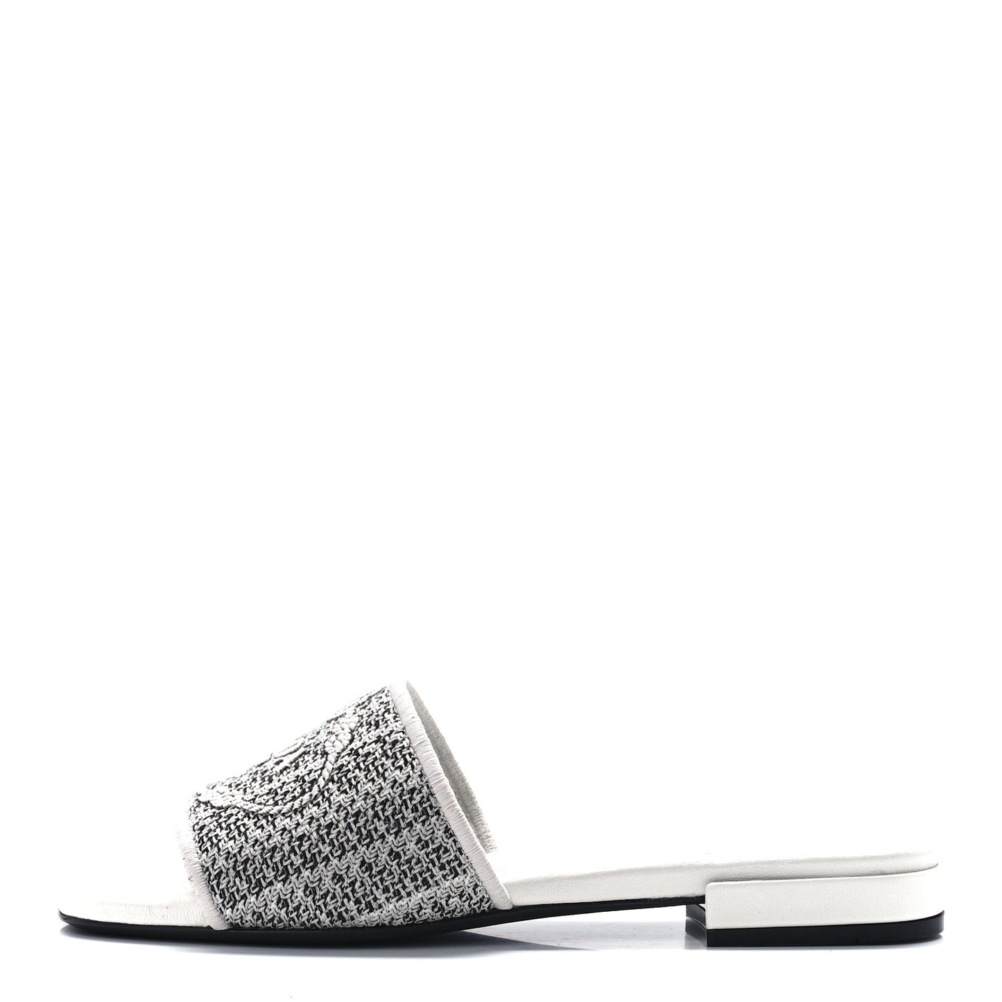 Jacquard Logo Embroidered 10mm Slide Sandals 36 Black Talco