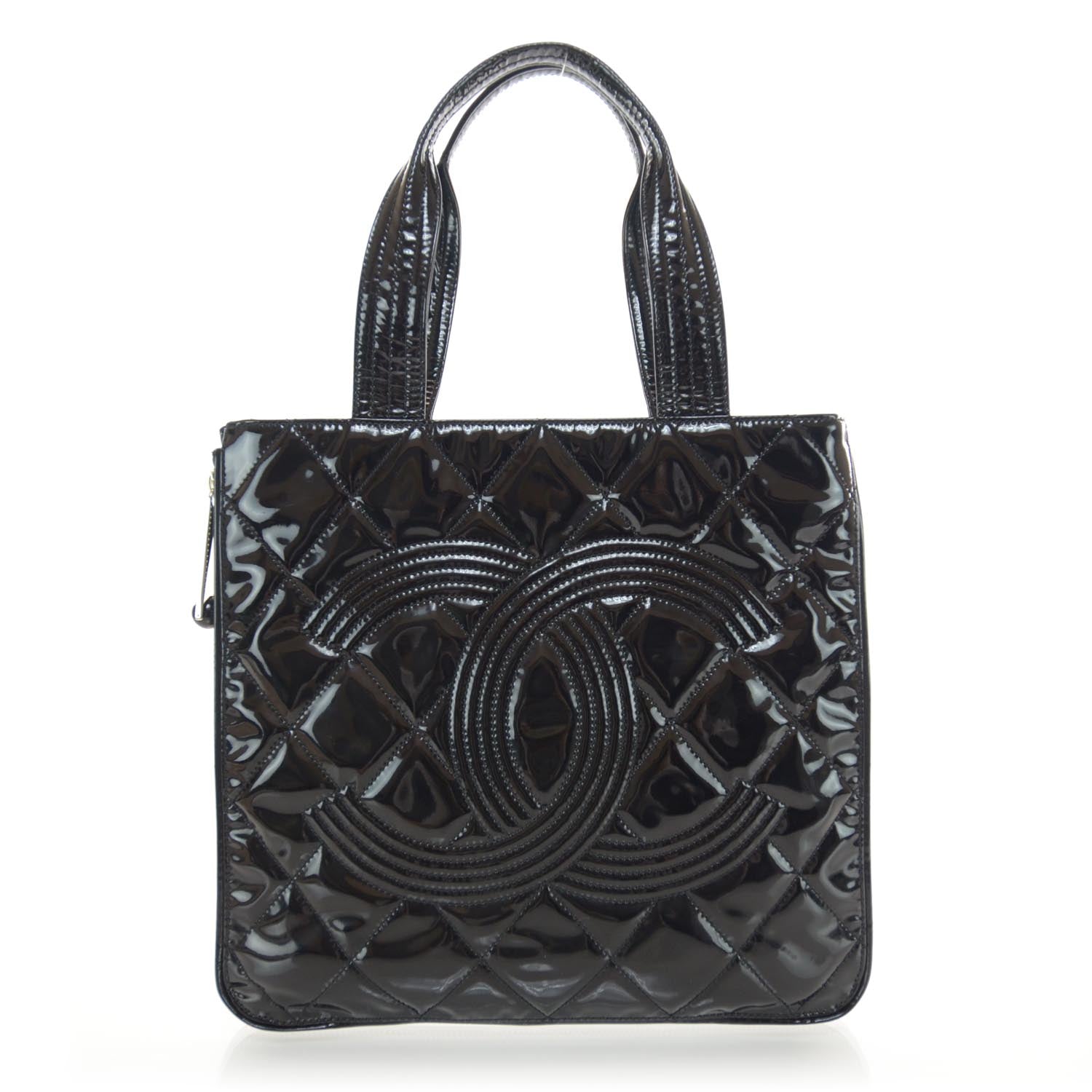 Chanel Vinyl Quilted CC Tote Black 1 of 9