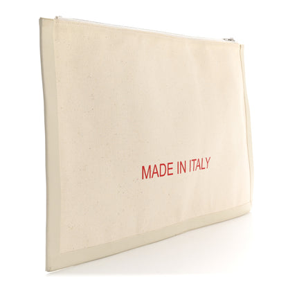 Celine Cotton Canvas Calfskin Made In Large Pouch Red 3 of 11