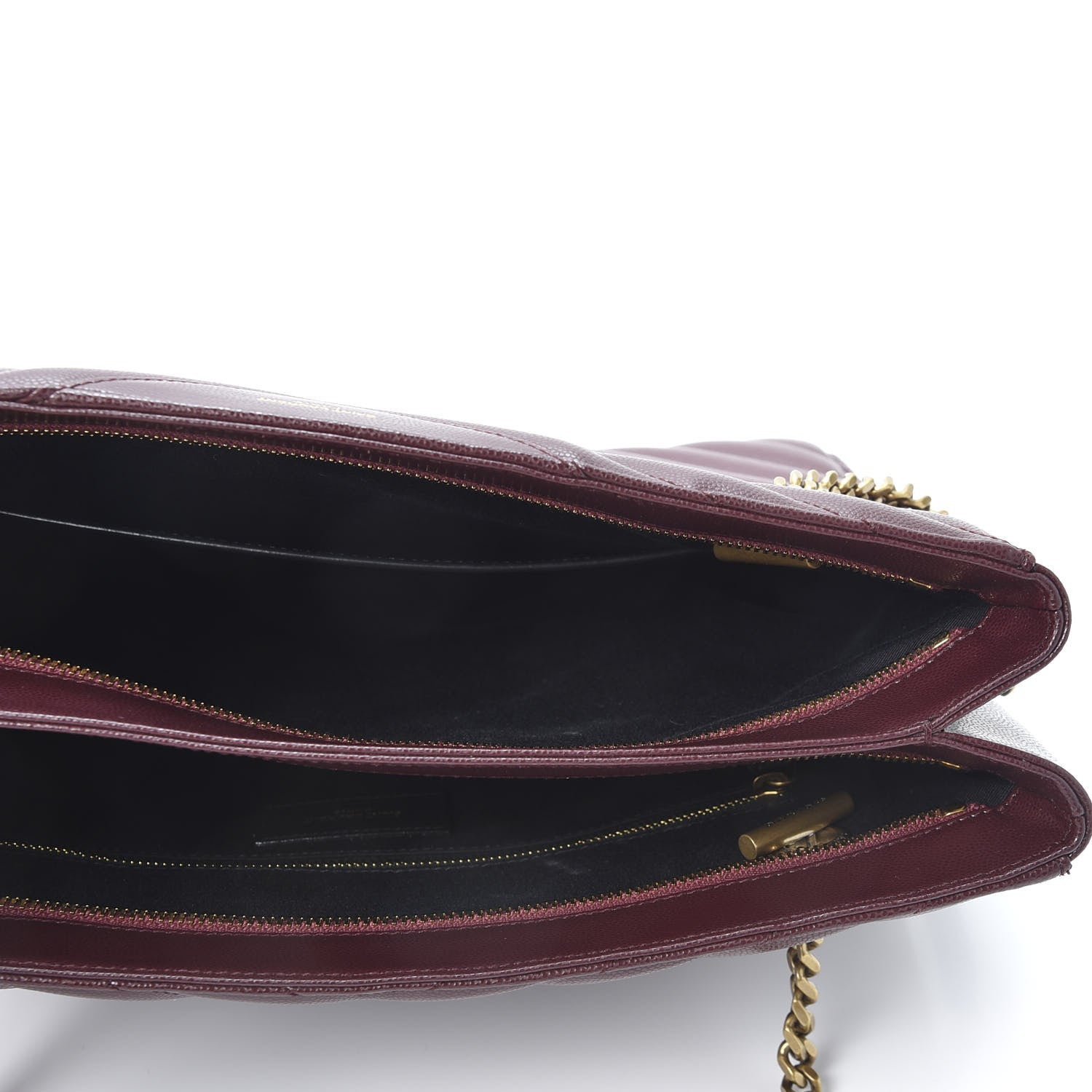 Saint Laurent Grain de Poudre Matelasse Chevron Medium Tribeca Shopping Bag Rouge Legion 4 of 9