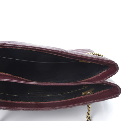 Saint Laurent Grain de Poudre Matelasse Chevron Medium Tribeca Shopping Bag Rouge Legion 4 of 9
