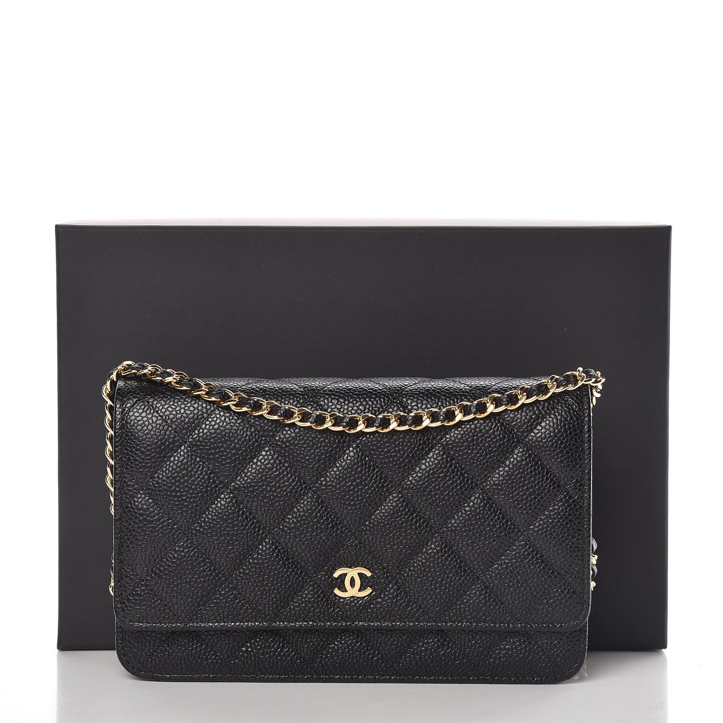 Caviar Quilted Wallet On Chain WOC Black