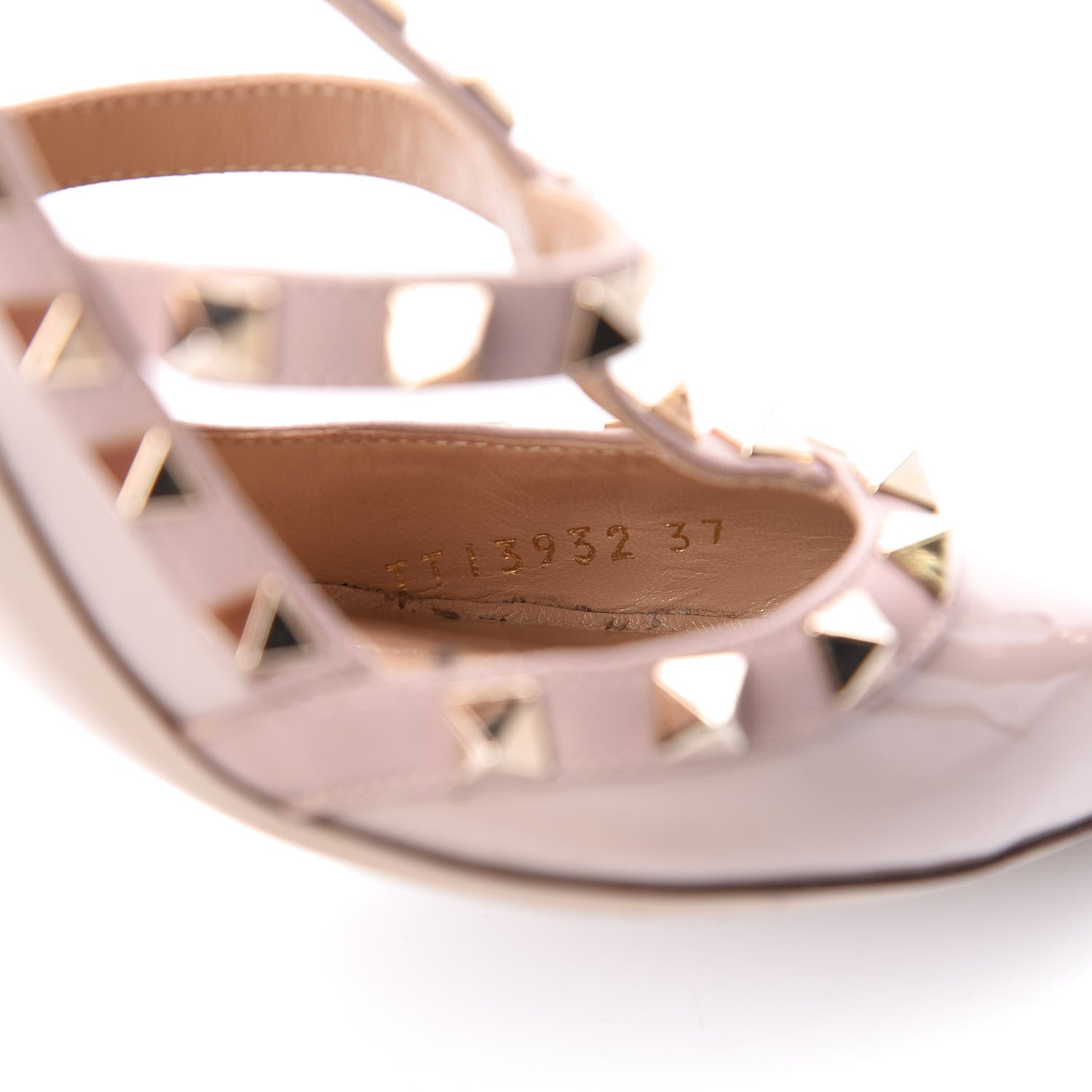 Valentino Garavani Patent Nappa Rockstud Ankle Strap 100mm Pumps 37 Poudre 9 of 11