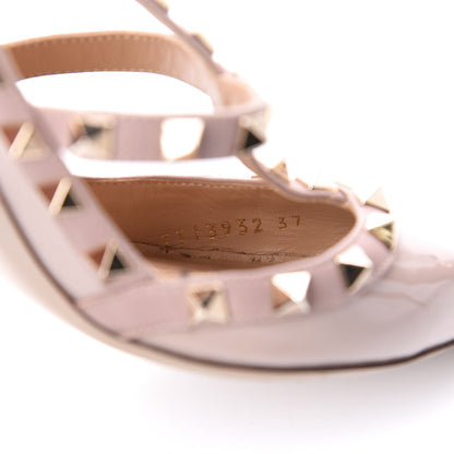 Valentino Garavani Patent Nappa Rockstud Ankle Strap 100mm Pumps 37 Poudre 9 of 11